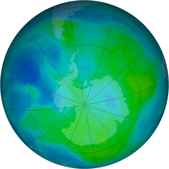 Antarctic ozone map for 05 February 2014